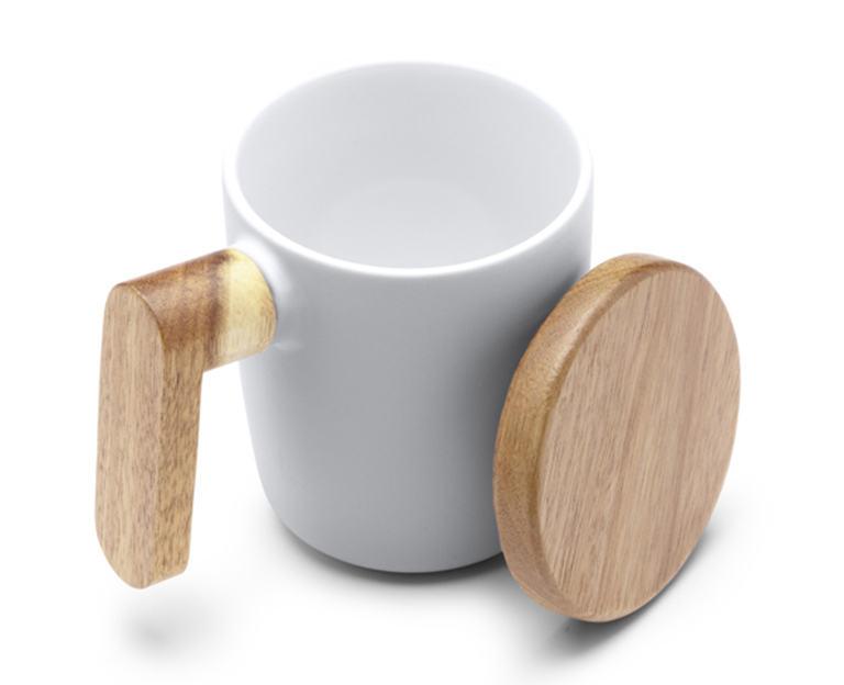 Kaffeetasse Marta mit Bambusdeckel und Holzgriff - Ansicht 3